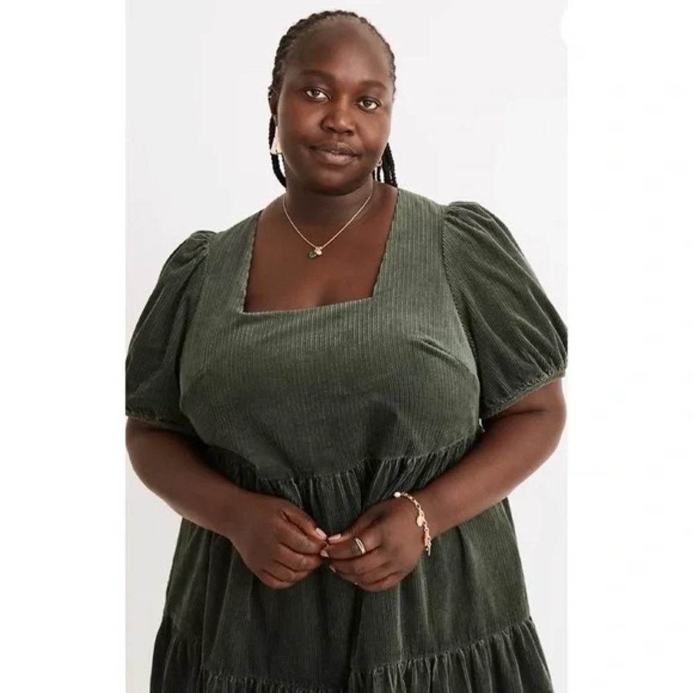 Madewell Plus Aidy Corduroy Square Neck Tiered Dress - Picture 4 of 13